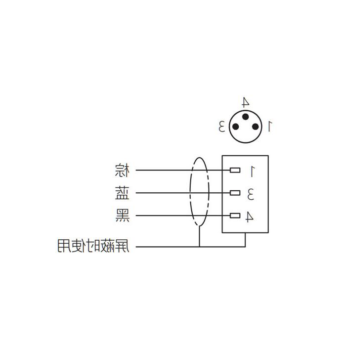  M8 3Pin, male head 90°, single-end precast cable, welding slag resistant PUR material, orange sheath, 63T541-XXX